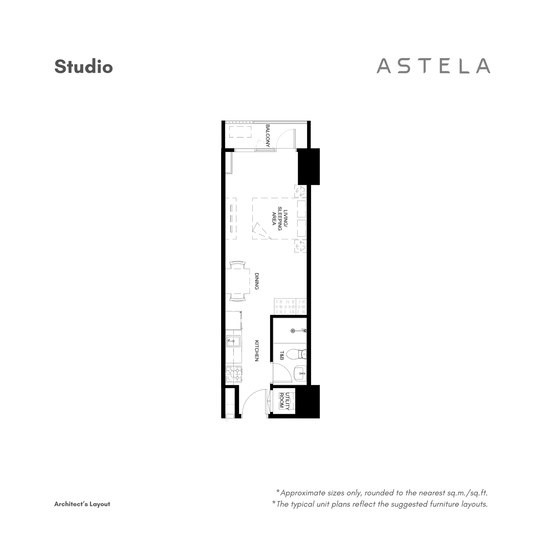Astela Studio • 33 sqm floor plan