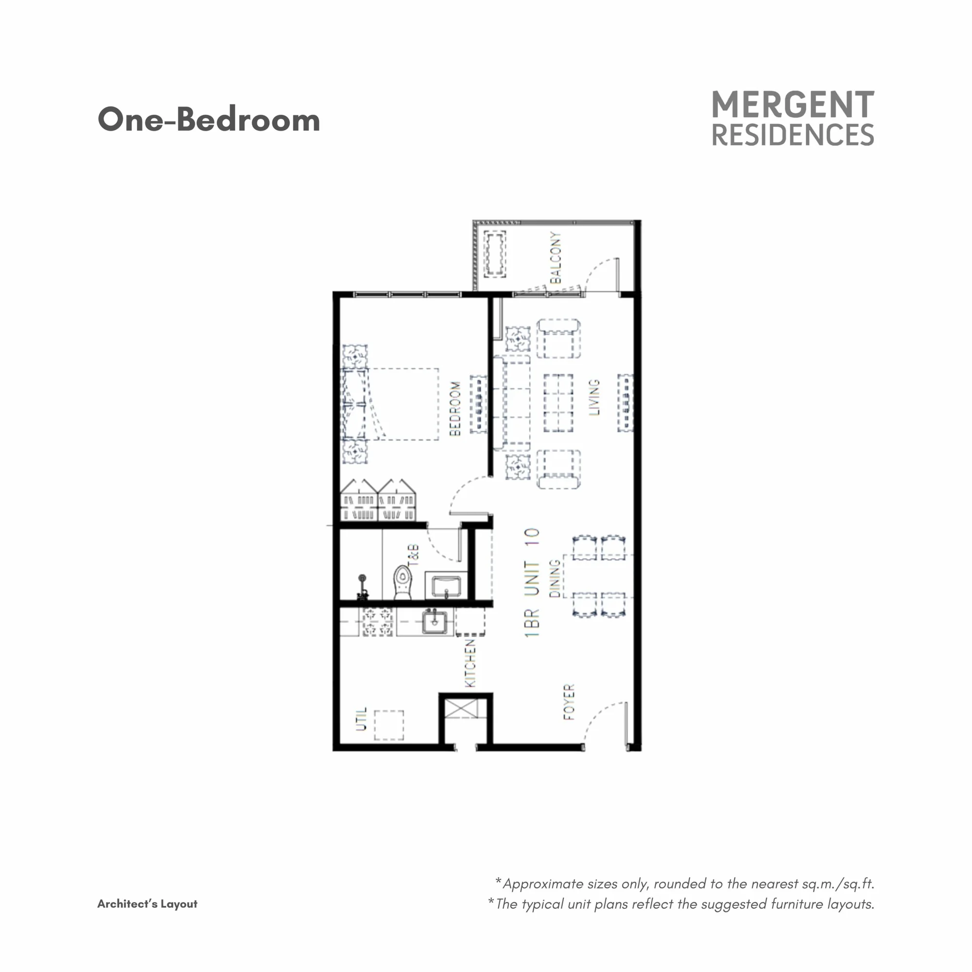 Mergent Residences 1 Bedroom • 65 sqm floor plan