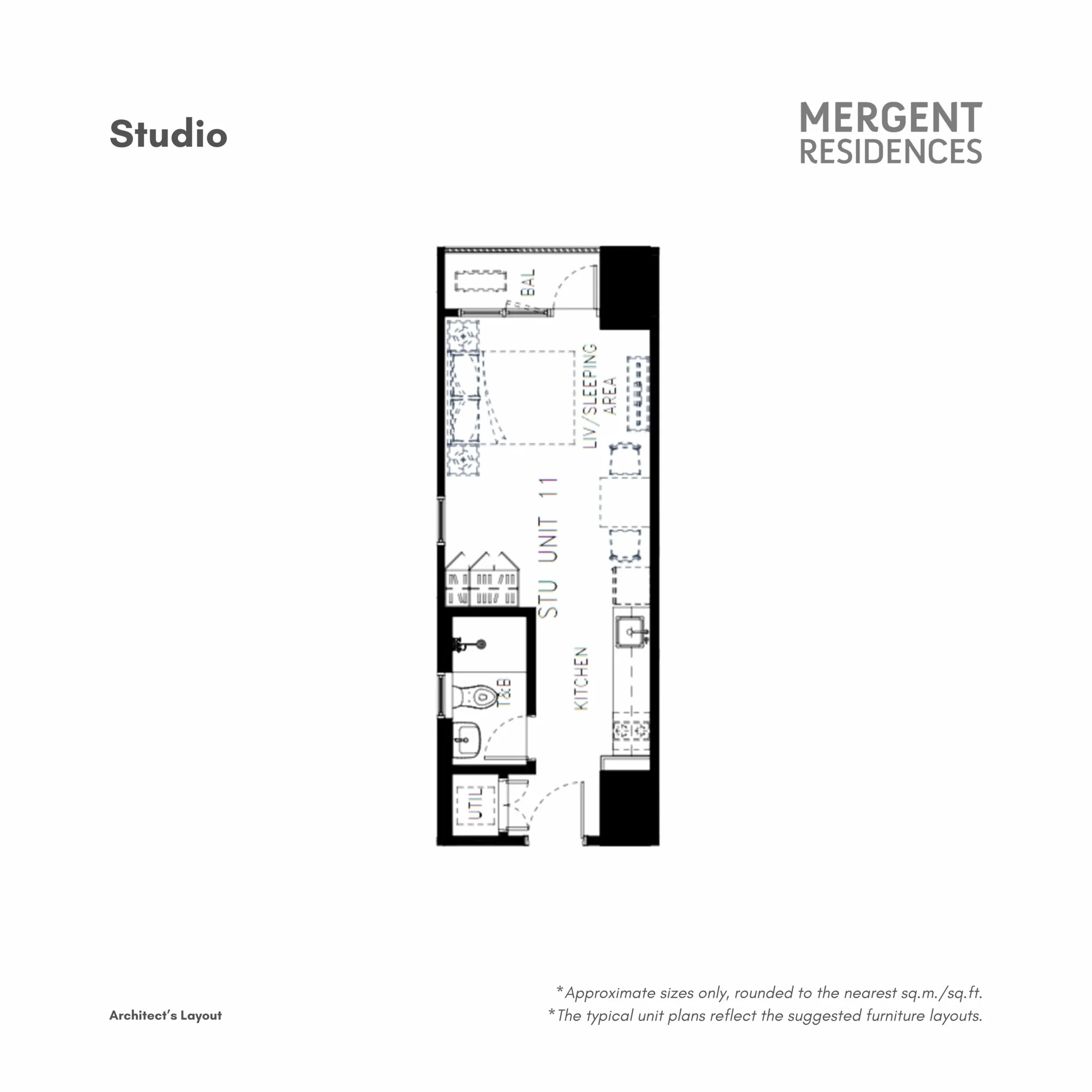Mergent Residences Studio • 33 sqm floor plan