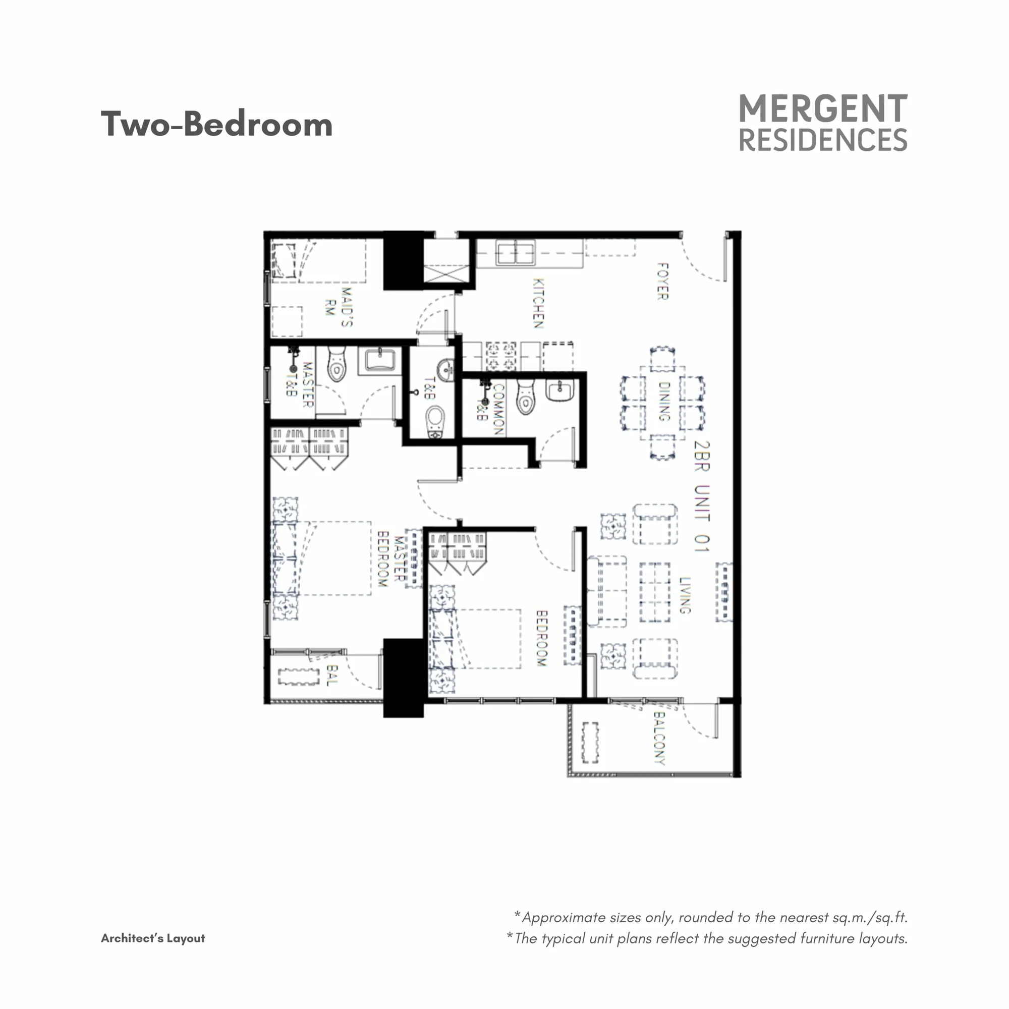 Mergent Residences 2 Bedroom • 96 sqm floor plan